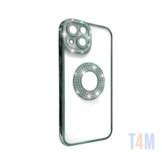 Funda de Silicona Suave con Diseño de Diamantes para Apple iPhone 14 Verde